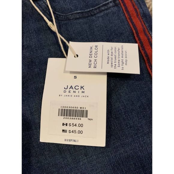 Jack Denim‎ By Janie And Jack Blue Jeans With Red Side Stripe Size 5 - Picture 3 of 7